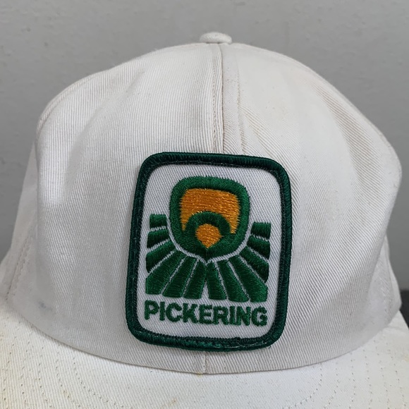 Vintage Pickering Snapback Hat Mens Adjustable White Green Patch Swingster USA - Picture 3 of 16